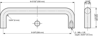 RVS deurkruk V2A (SUS304), 250 mm (9,9″) H-42-C-6. Hoogwaardige roestvrijstalen deurkruk van roestvrij staal V2A (SUS304), hoogglans gepolijst, voor vochtige omgevingen, schepen, voedsel, medische ruimte door Sugatsune / LAMP® (Japan) - Afbeelding 2