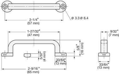 RVS deurkruk V2A (SUS304), 65 mm (2.6″) FT-65. Hoogwaardige massieve RVS deurkruk van RVS V2A (SUS304), hoogglans gepolijst, voor schepen, boten, jachten, RVS keukens van Sugatsune / LAMP® (Japan) - Afbeelding 2