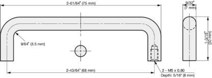 RVS deurkruk V2A (SUS304), 75 mm (3″) H-42-C-1. Hoogwaardige roestvrijstalen deurkruk van roestvrij staal V2A (SUS304), hoogglans gepolijst, voor vochtige omgevingen, schepen, voedsel, medische ruimte door Sugatsune / LAMP® (Japan) - Afbeelding 2
