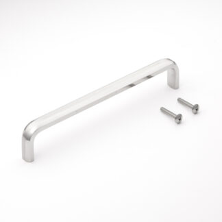Roestvrijstalen handgreep V2A (SUS304), 222 mm (8,8") XL-CU220TT. Massief roestvrijstalen handvat gemaakt van SUS304 (V2A), mat en gepolijst, voor badkamermeubels, vochtige omgeving, schip, caravan, medische ruimte, keukenmeubilair, door Sugatsune / LAMP®