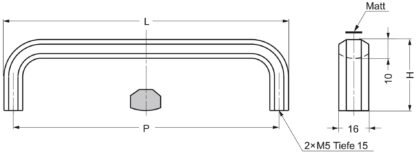 Roestvrijstalen handgreep V2A (SUS304), 222 mm (8,8") XL-CU220TT. Massief roestvrijstalen handvat gemaakt van SUS304 (V2A), mat en gepolijst, voor badkamermeubels, vochtige omgeving, schip, caravan, medische ruimte, keukenmeubilair, door Sugatsune / LAMP® - Afbeelding 2