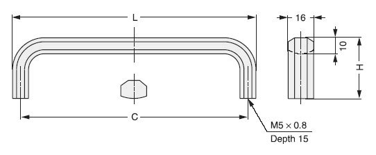 Roestvrijstalen handgreep V2A (SUS304), 82 mm (3-7/32"), XL-CU80TT. Massief roestvrijstalen handvat gemaakt van SUS304 (V2A), mat en gepolijst, voor badkamermeubilair, vochtige omgeving, schip, caravan, voedselruimte, medische ruimte, keukenmeubilair, door Sugatsune / LAMP® (Japan) - Afbeelding 2