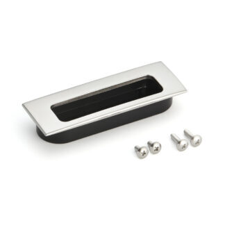 Roestvrijstalen handgreepschaal V4A, 114 mm (4,5″) HH-K. Handvatschaal gemaakt van het fijnste corrosievrije roestvrij staal V4A (SUS316, 1.4401) voor montage op plaatwerk en hout voor maritieme toepassingen, buiten, vochtige, ruwe en zeer corrosieve omgevingen door Sugatsune / LAMP® (Japan)