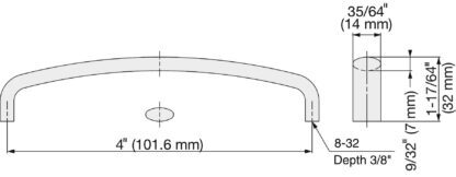 RVS meubelgreep SUS316, 101,6mm (4″), EK-R640/M en EK-R640/S. Meubelgreep, gemaakt van het fijnste roestvrij staal V4A (SUS316) voor hoogwaardige faciliteiten, maar ook voor buitengebruik, vochtige en ruwe omgevingen van Sugatsune / LAMP® (Japan) - Afbeelding 2