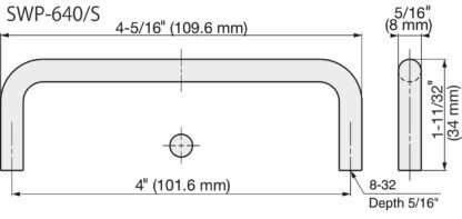 Roestvrijstalen meubelhandgreep SUS316, 109,6 mm (4,4″) SWP-640/S. Beugelgreep, gemaakt van het fijnste corrosievrije roestvrij staal V4A (SUS316) voor hoogwaardige faciliteiten, maar ook voor buitengebruik, vochtige, ruwe en sterk corrosieve omgevingen van Sugatsune / LAMP® (Japan) - Afbeelding 2