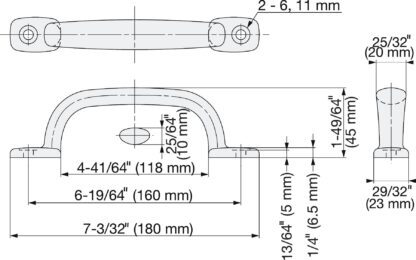 SUS316 roestvrijstalen meubelgreep, 180 mm (7,1″) 2LC-180. Handgreep gemaakt van het fijnste corrosievrije roestvrij staal V4A (SUS316) voor hoogwaardige faciliteiten, maar ook voor gebruik buitenshuis, vochtige, ruwe en sterk corrosieve omgevingen van Sugatsune / LAMP® (Japan) - Afbeelding 2