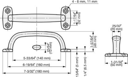 SUS316 roestvrijstalen meubelhandgreep, 180 mm (7,1″) 4LC-180. Handgreep gemaakt van het fijnste corrosievrije roestvrij staal V4A (SUS316) voor hoogwaardige faciliteiten, maar ook voor gebruik buitenshuis, vochtige, ruwe en sterk corrosieve omgevingen van Sugatsune / LAMP® (Japan) - Afbeelding 2