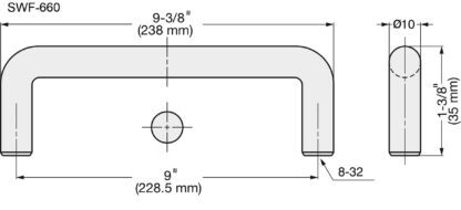 RVS meubelgreep SUS316, 238mm (9,4″) SWF-690. Beugelgreep, gemaakt van het fijnste corrosievrije roestvrij staal V4A (SUS316) voor hoogwaardige faciliteiten, maar ook voor buitengebruik, vochtige, ruwe en sterk corrosieve omgevingen van Sugatsune / LAMP® (Japan) - Afbeelding 2