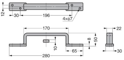 Roestvrijstalen meubelhandgreep SUS316, 280 mm (11.1″) FT-S280. Solide, stabiele handgreep van het fijnste corrosievrije roestvrij staal V4A (SUS316) voor hoogwaardige faciliteiten, buitenruimtes, vochtige, ruwe en sterk corrosieve omgevingen van Sugatsune / LAMP® (Japan) - Afbeelding 2