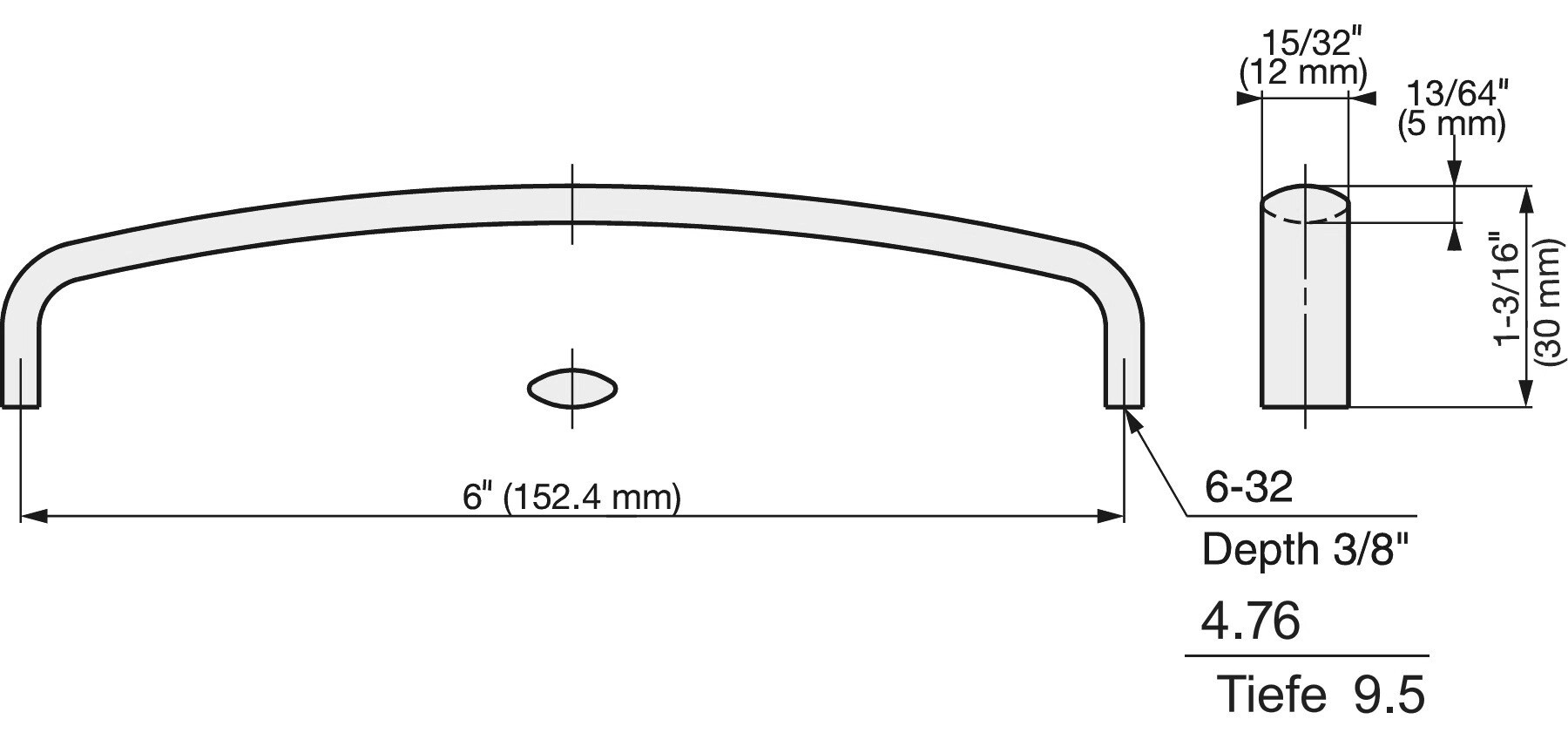 Roestvrijstalen meubelgreep SUS316, gebogen, 152,4 mm (6″), KC-R660/M, KC-R660/S. Meubelgreep, gemaakt van het fijnste roestvrij staal V4A (SUS316) voor hoogwaardige faciliteiten, maar ook voor buitengebruik, vochtige en ruwe omgevingen van Sugatsune / LAMP® (Japan) - Afbeelding 2