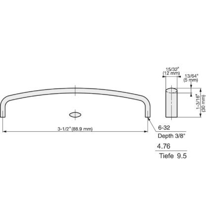 Roestvrijstalen meubelgreep SUS316, gebogen, 88,9 mm (3,5″), KC-R635/M en KC-R635/S. Meubelgreep gemaakt van het fijnste roestvrij staal V4A (SUS316) voor hoogwaardige faciliteiten, maar ook voor buitengebruik, vochtige en ruwe omgevingen van Sugatsune / LAMP® (Japan) - Afbeelding 2