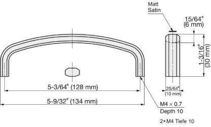 Roestvrijstalen meubelhandgreep SUS316, matte en glanzende afwerking, 134 mm (5,3″), XL-JSR135TT. Meubelgreep, gemaakt van het fijnste roestvrij staal V4A (SUS316) voor hoogwaardige faciliteiten, maar ook voor buitengebruik, vochtige en ruwe omgevingen van Sugatsune / LAMP® (Japan) - Afbeelding 2