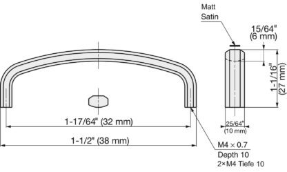 Roestvrijstalen meubelgreep SUS316, matte en glanzende afwerking, 38 mm (1,5″), XL-JSR40TT. Meubelgreep, gemaakt van het fijnste roestvrij staal V4A (SUS316) voor hoogwaardige faciliteiten, maar ook voor buitengebruik, vochtige en ruwe omgevingen van Sugatsune / LAMP® (Japan) - Afbeelding 2