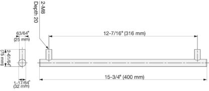 Roestvrijstalen deurklink SUS304, 400 mm (15-3/4"), SSH-3240. Massieve roestvrijstalen deurklink gemaakt van roestvrij staal V2A, satijn mat, voor kamerdeur, productiemachine, trein, bus, speciaal voertuig, door Sugatsune / LAMP® (Japan) - Afbeelding 2