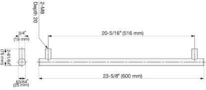 Roestvrijstalen deurklink SUS304, 600 mm (23,7") SSH-2560. Massieve roestvrijstalen deurklink gemaakt van roestvrij staal V2A, satijn mat, voor kamerdeur, productiemachine, trein, bus, speciaal voertuig, door Sugatsune / LAMP® (Japan) - Afbeelding 2