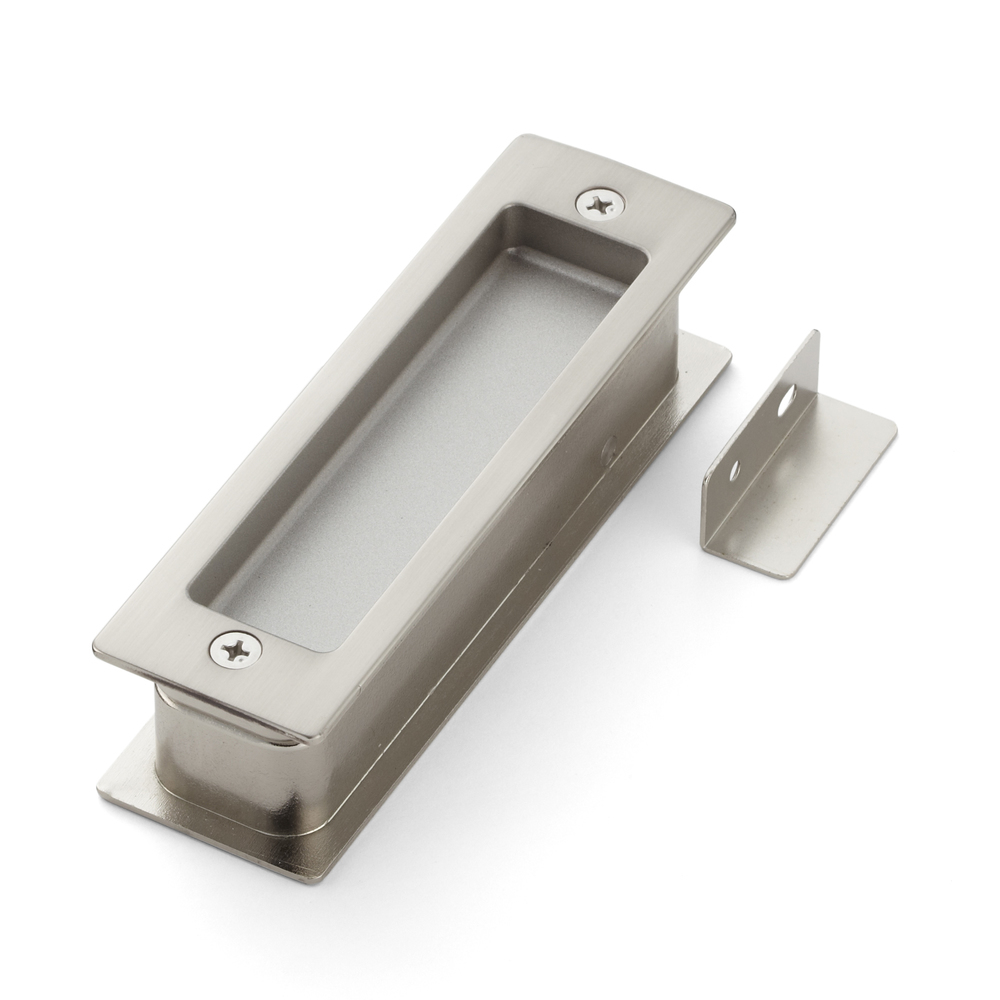 Inlaatgreep van zinklegering met geïntegreerde uitklapbare deurstop, afwerking: vernikkeld, satijn mat, 135 mm (5,4") HH-P135SN. Inlaatgreep HH-P135SN met bumperstop voor schuifdeur, van Sugatsune / LAMP® (Japan) - Afbeelding 7