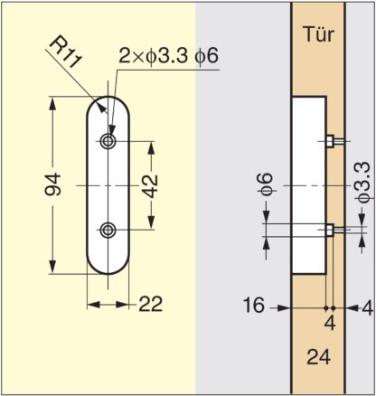 Inlaatgreep van zinklegering, oppervlak: vernikkeld, satijn mat, 100 mm (4") FH-100AK-00. Inlaatgreep FH-100AK-00 voor kantoormeubilair, huismeubilair, keukenkasten, door Sugatsune / LAMP® (Japan) - Afbeelding 4