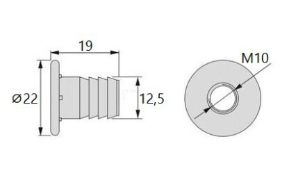 20 stuks hoogwaardige persmoer met binnendraad M10, gemaakt van staal, oppervlak: verzinkt, 22 mm (55/64"), 8035305. Praktische slaghuls met kraag voor meubelverbindingen en nog veel meer, van EMUCA - Afbeelding 2