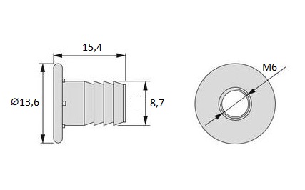 20-delige hoogwaardige persmoer met binnendraad M6, gemaakt van staal, oppervlak: verzinkt, 13,6 mm (17/32"), 8066705. Praktische aandrijfhuls met kraag voor meubelaansluitingen en nog veel meer, van EMUCA - Afbeelding 2