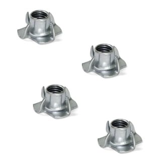 4 schroefmoeren met M6-schroefdraad, gemaakt van robuust staal, oppervlak: verzinkt, 8 mm (0,4"), 3007005. Inrijgroef, voor schroef, bankonderstel, kastvoet, meubelwiel, geprefabriceerde woningbouw, klimgreep en nog veel meer, door EMUCA