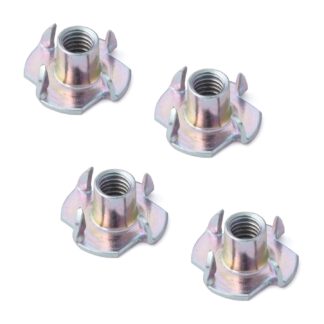 4 stuks aandrijfmoer met M6 schroefdraad, gemaakt van robuust staal, oppervlak: verzinkt, geel, 19 mm (0,8"), SC-124-6. Inrijgroef, voor schroef, bankonderstel, kastvoet, meubelwiel, geprefabriceerde woningbouw en nog veel meer, door Sugatsune / LAMP® (Ja