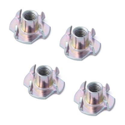 4 stuks aandrijfmoer met M6 schroefdraad, gemaakt van robuust staal, oppervlak: verzinkt, geel, 19 mm (0,8"), SC-124-6. Inrijgroef, voor schroef, bankonderstel, kastvoet, meubelwiel, geprefabriceerde woningbouw en nog veel meer, door Sugatsune / LAMP® (Ja