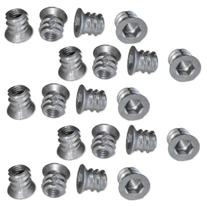 20 stuks hoogwaardige schroefdop met M6 inwendige schroefdraad, verzonken kop met binnenzeskant en afdekrand, gemaakt van massief spuitgietzink, 10 mm (0,4"), 8028001. Inschroefmoer voor meubels, houten panelen, spaanplaten, tafels en nog veel meer, van E