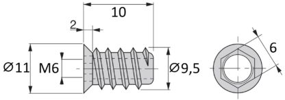 20 stuks hoogwaardige schroefdop met M6 inwendige schroefdraad, verzonken kop met binnenzeskant en afdekrand, gemaakt van massief spuitgietzink, 10 mm (0,4"), 8028001. Inschroefmoer voor meubels, houten panelen, spaanplaten, tafels en nog veel meer, van E - Afbeelding 2