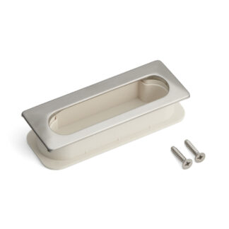 Unieke ventilatiehandgreep Shell V2A (SUS304), ivoor, 105 mm (4-1/8") UTA-105IV. Ventilatiehandgreepschaal van roestvrij staal V2A (SUS304), satijnmat, voor laden, kasten, vochtige omgevingen, schepen van Sugatsune / LAMP® (Japan)