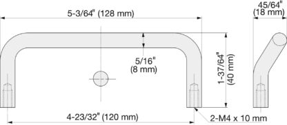 Ergonomische RVS deurkruk V2A (SUS304), 128 mm (5,1″) H-75-C-128. Hoogwaardige ergonomische RVS deurkruk van RVS V2A (SUS304), hoogglans gepolijst, voor vochtige omgevingen, schepen, machinebouw door Sugatsune / LAMP® (Japan) - Afbeelding 2