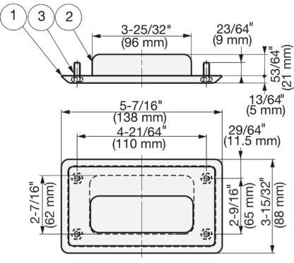 Exclusief RVS handvat cup SUS304, 138 mm (5-7/16") HH-FB-1M. Roestvrijstalen handgreepschaal van roestvrij staal V2A, hoogglans gepolijst, voor laden, kasten, vochtige omgevingen, schepen, machines, apparaten van Sugatsune / LAMP® (Japan) - Afbeelding 2