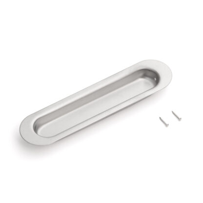 Exclusief ovale RVS handgreepbeker SUS304, 120 mm (4-23/32") HN-120SH. Ovale roestvrijstalen handgreepschaal van roestvrij staal V2A, satijnmat, voor laden, kasten, vochtige omgevingen, schepen, jachten, caravans van Sugatsune / LAMP® (Japan)