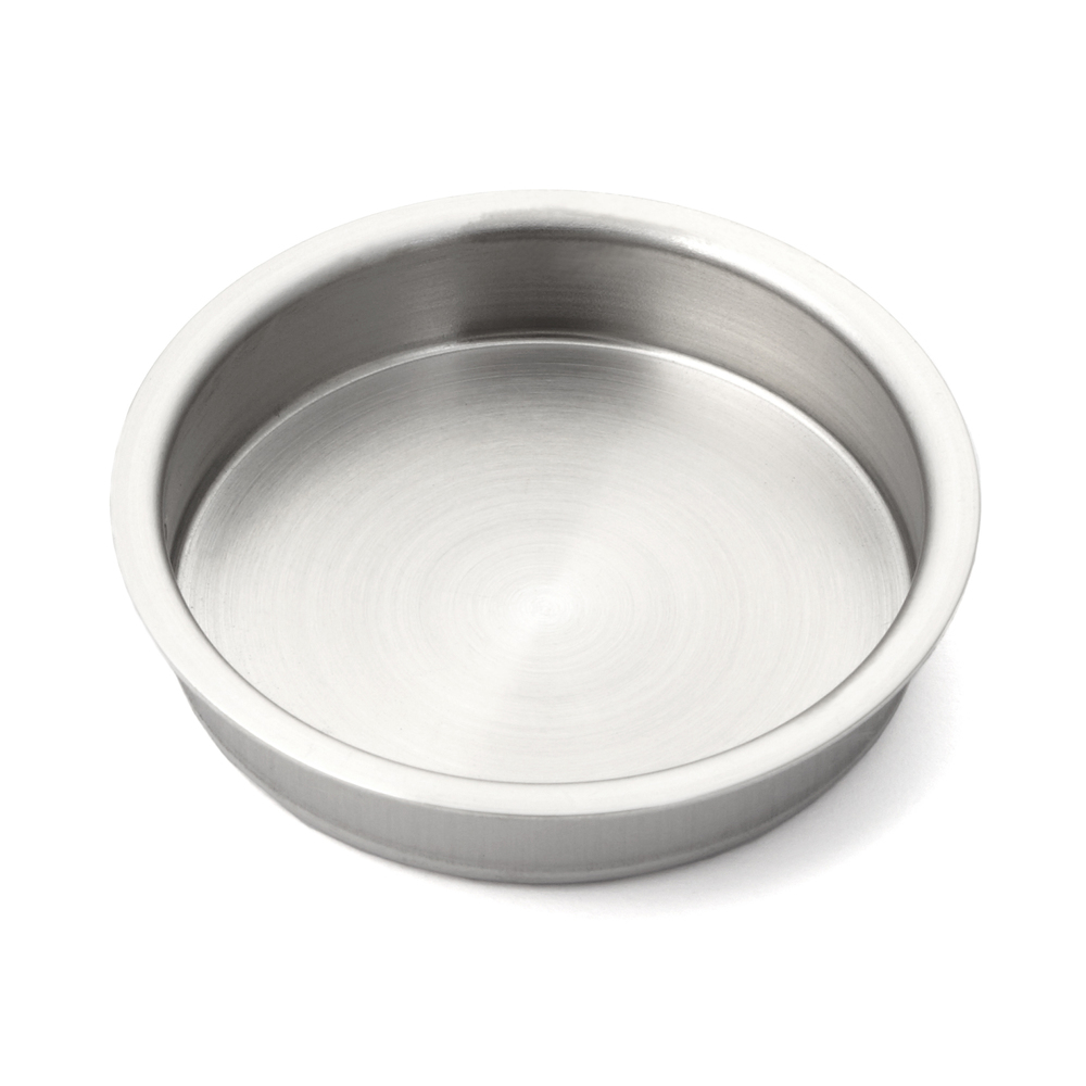 Exclusieve ronde roestvrijstalen beker SUS304, ⌀46 mm (1-13/16") SMH-45. Ronde roestvrijstalen handvatschaal gemaakt van roestvrij staal V2A, satijnmat, voor lades, kasten, vochtige omgevingen, schepen, jachten, caravans door Sugatsune / LAMP® (Japan)