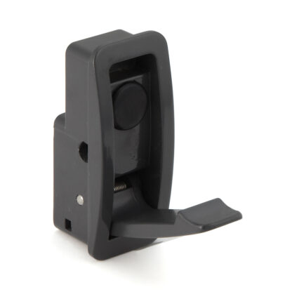 Hoogwaardige veervouwhaak voor inbouw, oppervlak: donkergrijs, 60 mm (2,4"), uitvoering: met soft-close sluitdemping, NF-60D-GR. Vouwhaak met automatische sluiting en soft-close voor caravan, jacht, trein en nog veel meer, van Sugatsune / LAMP® (Japan)