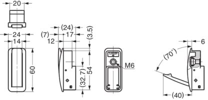 Hoogwaardige veervouwhaak voor inbouw, oppervlak: donkergrijs, 60 mm (2,4"), uitvoering: met soft-close sluitdemping, NF-60D-GR. Vouwhaak met automatische sluiting en soft-close voor caravan, jacht, trein en nog veel meer, van Sugatsune / LAMP® (Japan) - Afbeelding 2