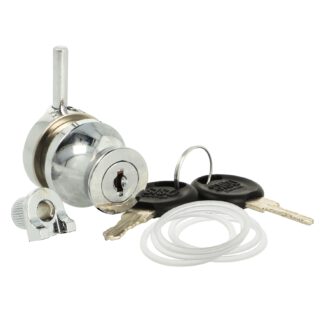 Zamak glazen deurslot met handgreepfunctie, 29 mm (1.2") 14.09.125. Massief glazen deurslot gemaakt van zamak, ook geschikt als glazen deurknop, verchroomd, voor vitrinekast, vitrinekast, glazen deur, door SISO Denemarken