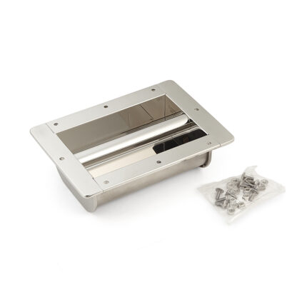 Grote roestvrijstalen handgreepschaal V2A (SUS304), 260 mm (10,3″) HH-M200. Hoogwaardige, solide en robuuste roestvrijstalen handgreepschaal van roestvrij staal V2A (SUS304), hoogglans gepolijst, voor grote deuren, schepen, speciale voertuigen van Sugatsune / LAMP® (Japan)