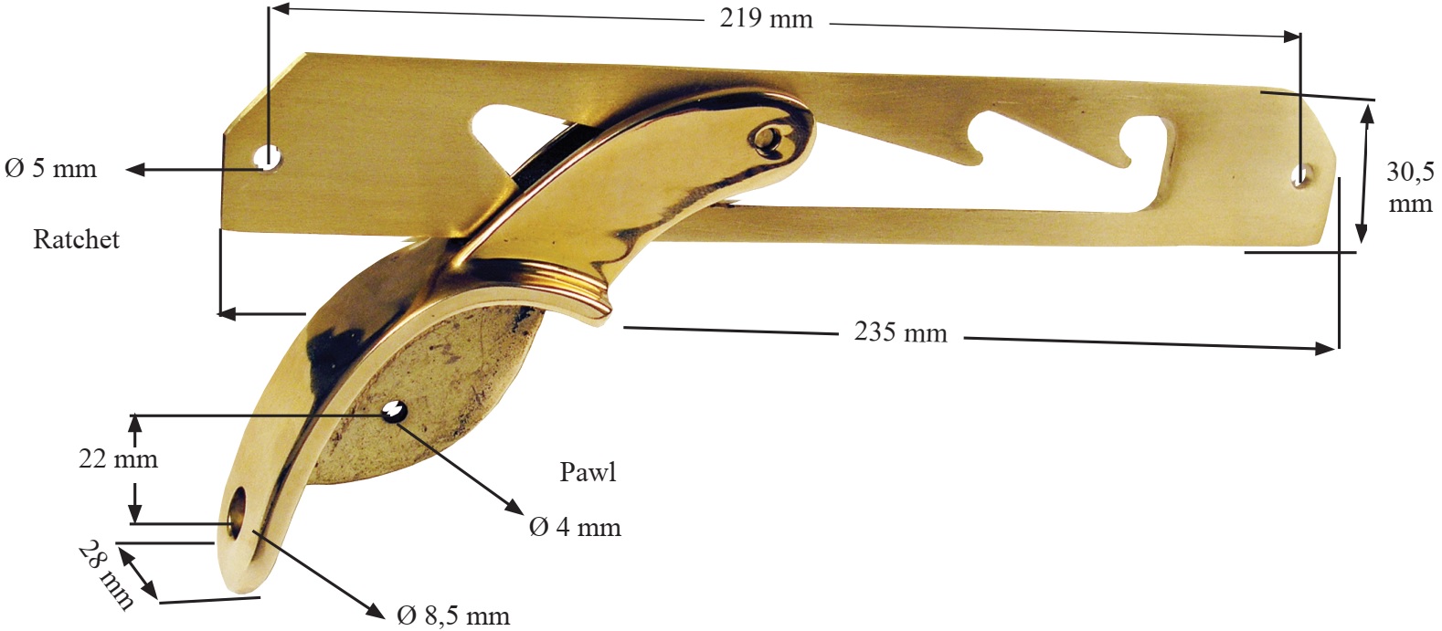 2 stuks Hoge kwaliteit koperen klink, glanzend gepolijst, 235 mm (9.3") 04.03.040-0. Ligstoelfitting van koper, glanzend gepolijst, voor ligstoel, ligstoel bij het zwembad, ligstoel, ligstoel, stoomstoel, klapstoel, houten ligstoel, ligstoel, door SISO De - Afbeelding 7