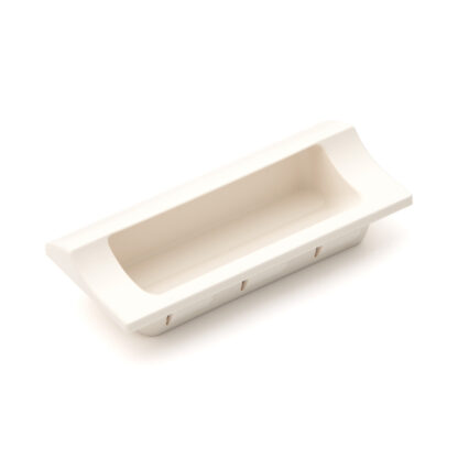 Hoogwaardige rechthoekige handgreepschaal voor snelle klikmontage in plaatwerkbehuizing van robuust kunststof, oppervlak: ivoor, 110 mm (4,4") HH-JW110-IV. Device handle HH-JW110-IV voor metalen kasten, plaatwerk behuizing, door Sugatsune / LAMP® (Japan)