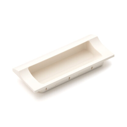 Hoogwaardige rechthoekige handgreepschaal voor snelle klikmontage in een plaatwerkbehuizing van robuust kunststof, oppervlak: ivoor, 140 mm (5,6") HH-JW140-IV. Device handle HH-JW140-IV voor metalen kasten, plaatwerk behuizing, door Sugatsune / LAMP® (Jap