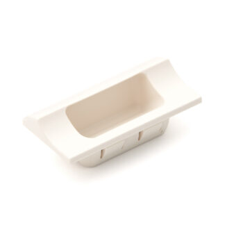 Hoogwaardige rechthoekige handgreepschaal voor snelle klikmontage in plaatwerkbehuizing van robuust kunststof, oppervlak: ivoor, 70 mm (2,8") HH-JW70-IV. Device handle HH-JW70-IV voor metalen kasten, plaatwerk behuizing, door Sugatsune / LAMP® (Japan)