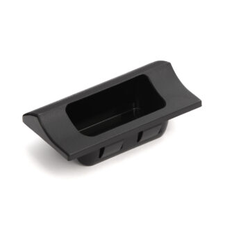 Hoogwaardige rechthoekige handgreepschaal voor snelle klikmontage in een plaatwerkbehuizing van robuust kunststof, oppervlak: zwart, 70 mm (2,8") HH-JW70-BL. Device handle HH-JW70-BL voor metalen kasten, plaatwerk behuizingen, door Sugatsune / LAMP® (Japa