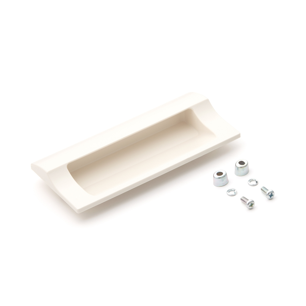 Hoogwaardige rechthoekige greepschaal van duurzaam kunststof, oppervlak: ivoor, 140 mm (5,6") HH-JS140-IV. Meubelgreep HH-JS140-IV voor plaatwerk, hout, lade, metalen kast, houten kast, kantoormeubilair, slaapkamermeubilair, door Sugatsune / LAMP® (Japan)
