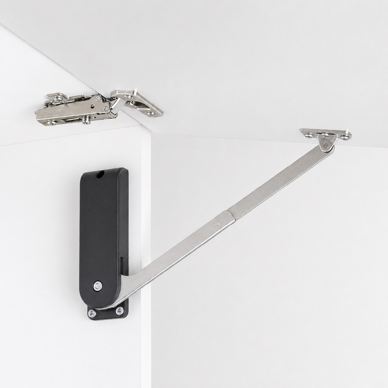 Hoogwaardige klephouder, oppervlak: zwart, versie: rechts, HDS-30MR-BL. Stevige klepondersteuning voor opvouwbare meubels, keukenmeubels en nog veel meer, door Sugatsune / LAMP® (Japan) - Afbeelding 4