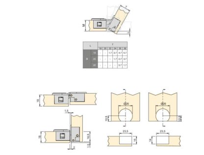 2 stuks klepscharnier Ankor GT-B, afneembaar, gemaakt van zinklegering met afdekdoppen, afwerking: grijs 1010821. Zinklegering staafvak scharnier voor houten kleppen, meubelkleppen, houten deksels, staafvak en nog veel meer, van EMUCA - Afbeelding 3