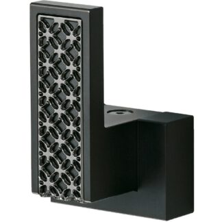 Hoogwaardige kapstokhaak, met een luxe ornament, voor wandmontage, draagvermogen: 10 kg, oppervlak: zwart, PXB-UM05-101-Q1-BL. Designhaken voor kasten, woonkamers, hotels, restaurants en nog veel meer, van Sugatsune / LAMP® (Japan)