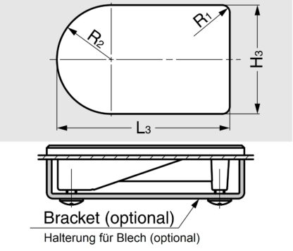 Kleine hoogwaardige vingergreepschaal, gemaakt van massief zinklegering, oppervlak: wit brons, 80 mm (3,2") HH-DN-50WB. Inbouwgreep HH-DN-50WB voor plaatwerkfronten, houten fronten, laden, kasten, kantoormeubilair, door Sugatsune / LAMP® (Japan) - Afbeelding 3