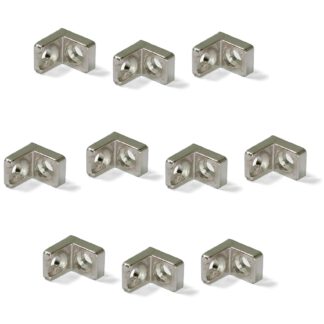 10 stuks kleine stevige hoekconnectoren gemaakt van massief zinklegering, oppervlak: vernikkeld, 20 mm (0,8") 8072507. Montagebeugel E.FB.20 voor plank, boekenkast, tafel, kast, by EMUCA