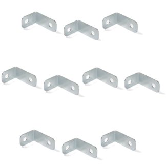 10 kleine stevige hoekconnectoren van stevig staal, oppervlak: gegalvaniseerd, 34 mm (1,4") 8030205. Montagebeugel E.FB.24 voor plank, boekenkast, tafel, kast en nog veel meer, door EMUCA