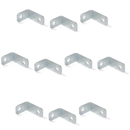 10 kleine stevige hoekconnectoren van stevig staal, oppervlak: gegalvaniseerd, 34 mm (1,4") 8030205. Montagebeugel E.FB.24 voor plank, boekenkast, tafel, kast en nog veel meer, door EMUCA